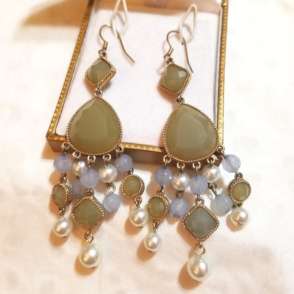 KJL 3.5" Long Shoulder Brusher Chandelier Earrings